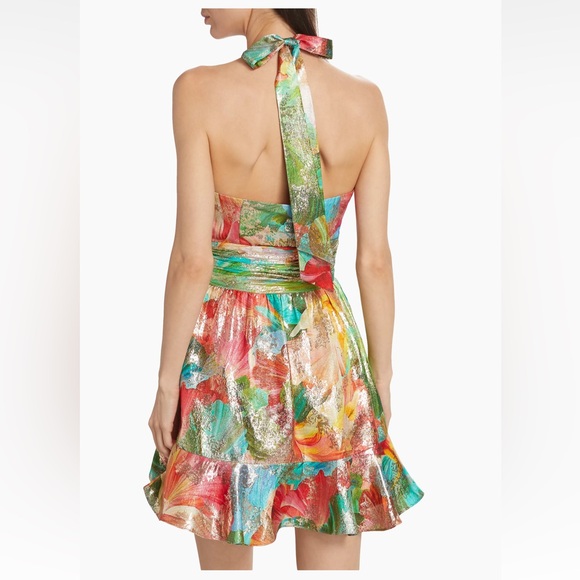 Ramy Brook Reuben Printed Metallic Halterneck Minidress - Picture 3 of 10
